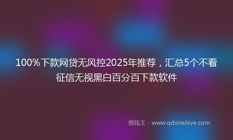 100%下款网贷无风控2025年推荐，汇总5个不看征信无视黑白百分百下款软件