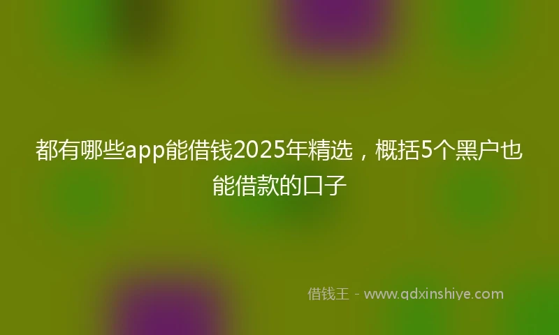 都有哪些app能借钱2025年精选，概括5个黑户也能借款的口子