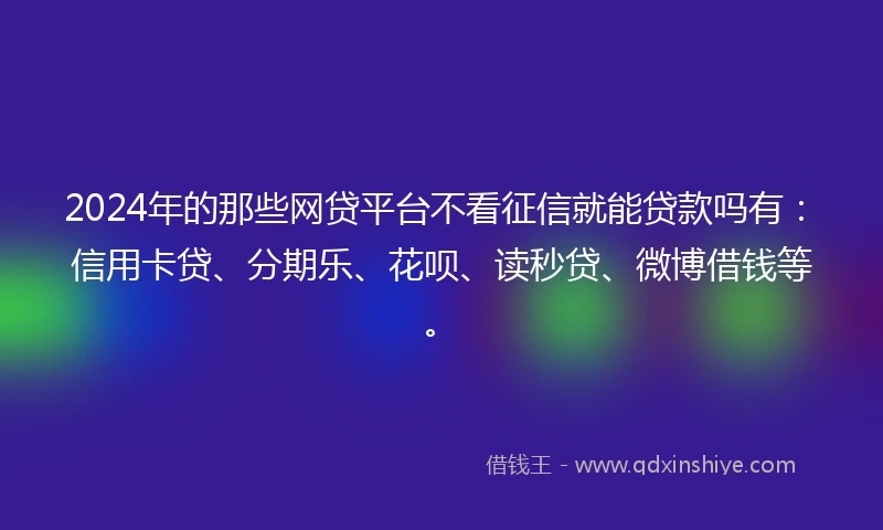2024年的那些网贷平台不看征信就能贷款吗有：信用卡贷、分期乐、花呗、读秒贷、微博借钱等。