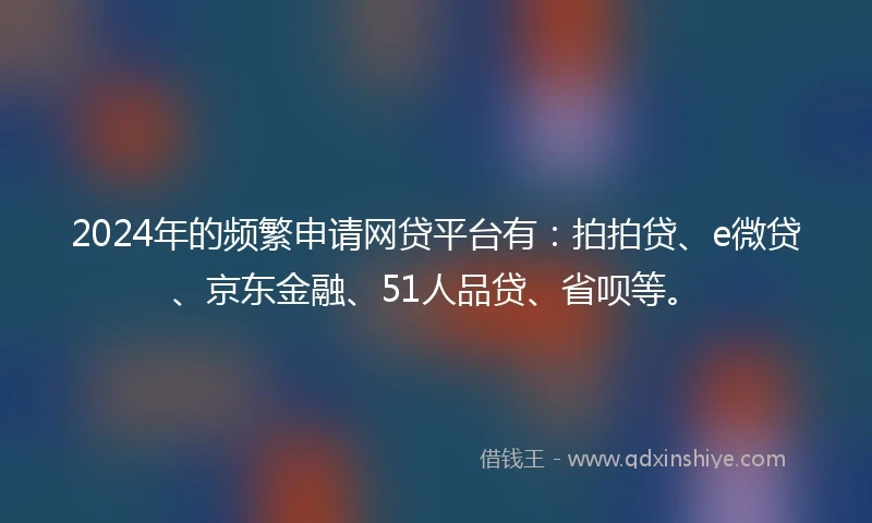 2024年的频繁申请网贷平台有：拍拍贷、e微贷、京东金融、51人品贷、省呗等。