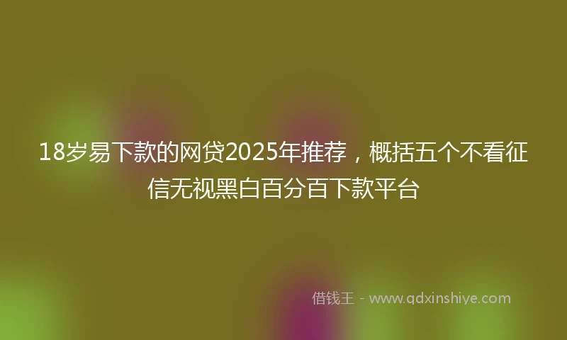 18岁易下款的网贷2025年推荐，概括五个不看征信无视黑白百分百下款平台