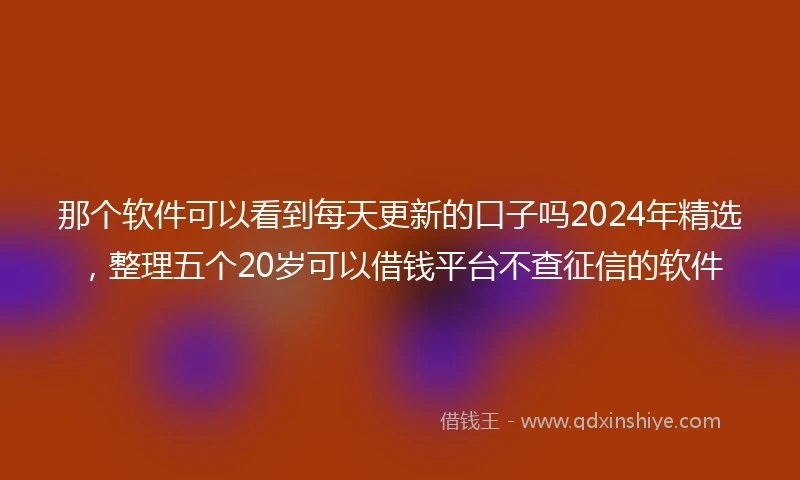 那个软件可以看到每天更新的口子吗2024年精选，整理五个20岁可以借钱平台不查征信的软件