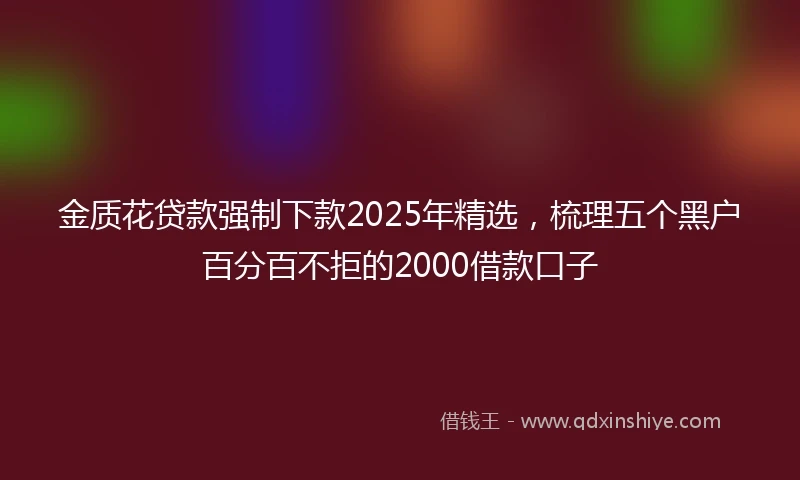 金质花贷款强制下款2025年精选，梳理五个黑户百分百不拒的2000借款口子