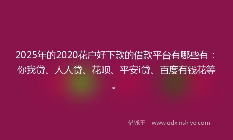 2025年的2020花户好下款的借款平台有哪些有：你我贷、人人贷、花呗、平安i贷、百度有钱花等。