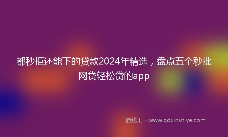 都秒拒还能下的贷款2024年精选，盘点五个秒批网贷轻松贷的app