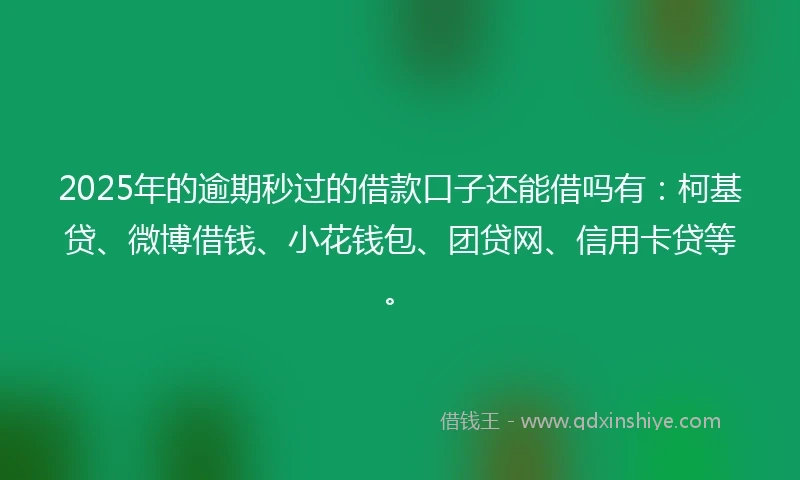 2025年的逾期秒过的借款口子还能借吗有：柯基贷、微博借钱、小花钱包、团贷网、信用卡贷等。