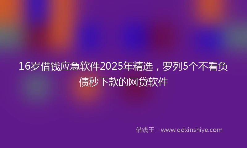 16岁借钱应急软件2025年精选，罗列5个不看负债秒下款的网贷软件