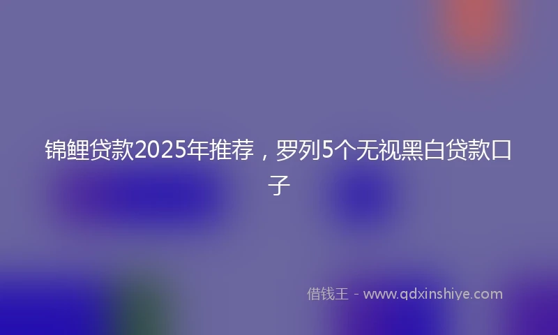 锦鲤贷款2025年推荐，罗列5个无视黑白贷款口子