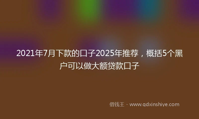 2021年7月下款的口子2025年推荐，概括5个黑户可以做大额贷款口子