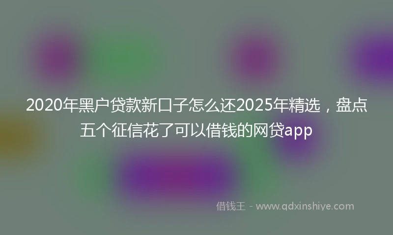 2020年黑户贷款新口子怎么还2025年精选，盘点五个征信花了可以借钱的网贷app