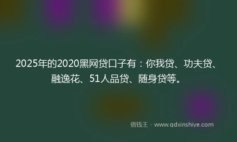 2025年的2020黑网贷口子有：你我贷、功夫贷、融逸花、51人品贷、随身贷等。