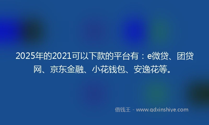 2025年的2021可以下款的平台有：e微贷、团贷网、京东金融、小花钱包、安逸花等。