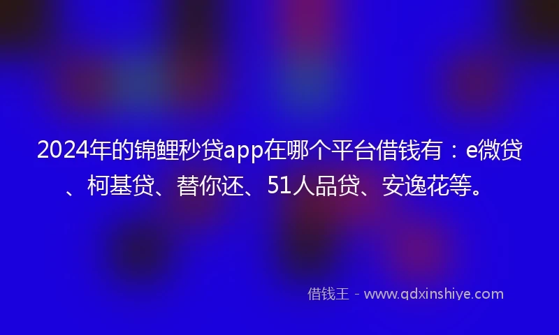 2024年的锦鲤秒贷app在哪个平台借钱有：e微贷、柯基贷、替你还、51人品贷、安逸花等。