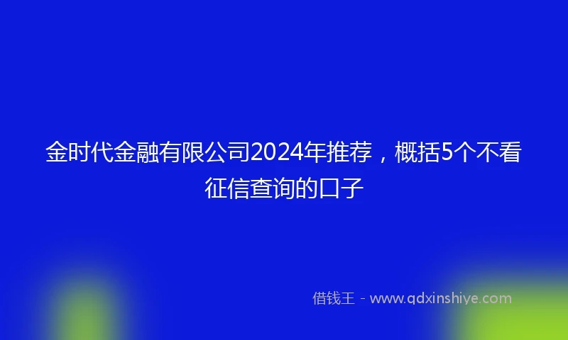 金时代金融有限公司2024年推荐，概括5个不看征信查询的口子