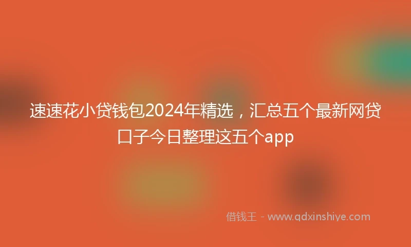 速速花小贷钱包2024年精选，汇总五个最新网贷口子今日整理这五个app