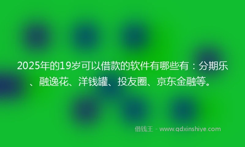 2025年的19岁可以借款的软件有哪些有：分期乐、融逸花、洋钱罐、投友圈、京东金融等。