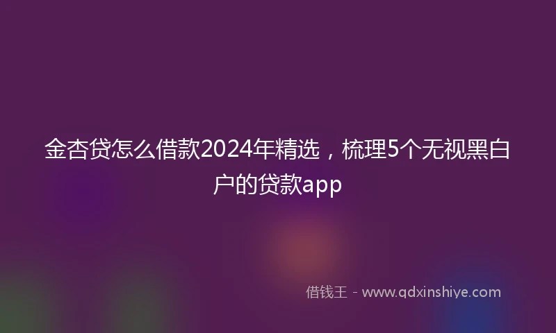 金杏贷怎么借款2024年精选，梳理5个无视黑白户的贷款app
