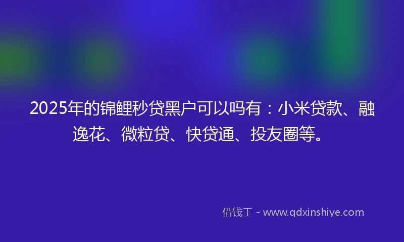 2025年的锦鲤秒贷黑户可以吗有：小米贷款、融逸花、微粒贷、快贷通、投友圈等。