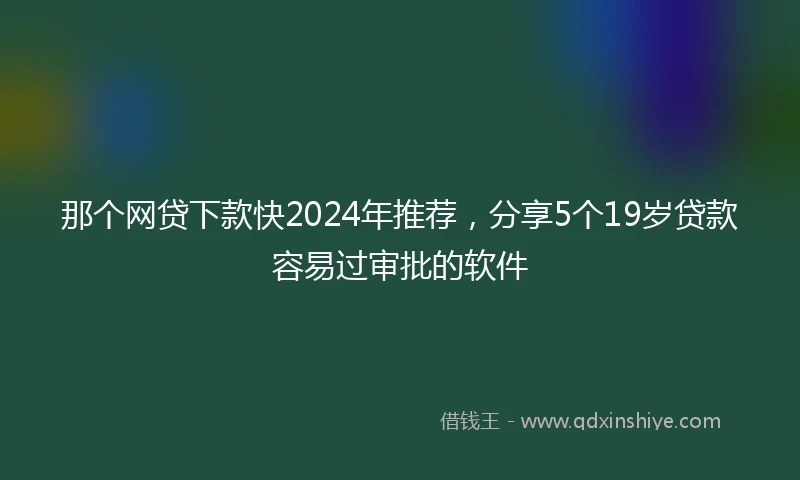 那个网贷下款快2024年推荐，分享5个19岁贷款容易过审批的软件