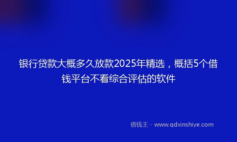 银行贷款大概多久放款2025年精选，概括5个借钱平台不看综合评估的软件