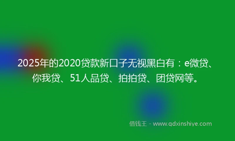 2025年的2020贷款新口子无视黑白有：e微贷、你我贷、51人品贷、拍拍贷、团贷网等。