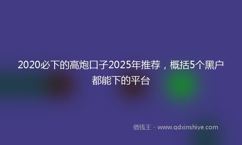 2020必下的高炮口子2025年推荐，概括5个黑户都能下的平台