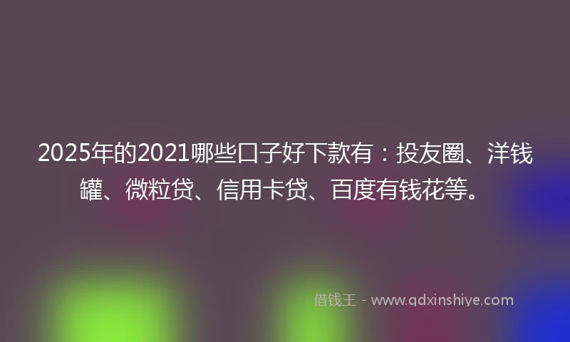2025年的2021哪些口子好下款有：投友圈、洋钱罐、微粒贷、信用卡贷、百度有钱花等。