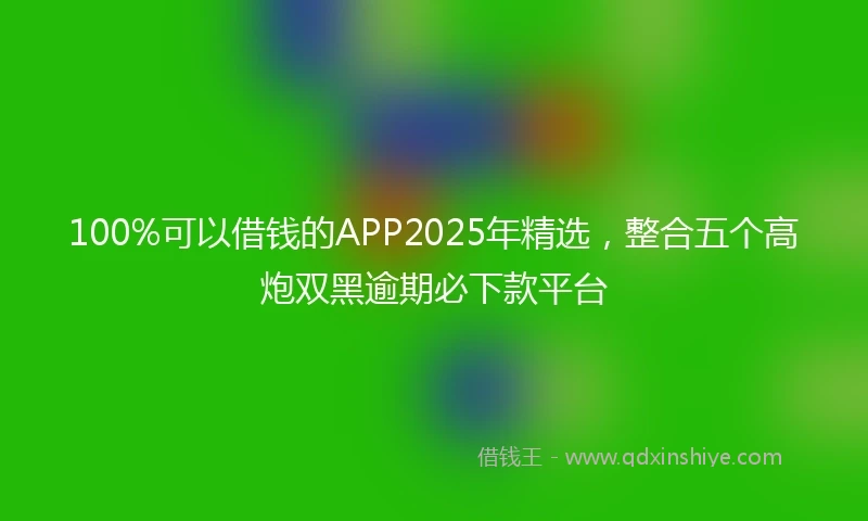 100%可以借钱的APP2025年精选，整合五个高炮双黑逾期必下款平台