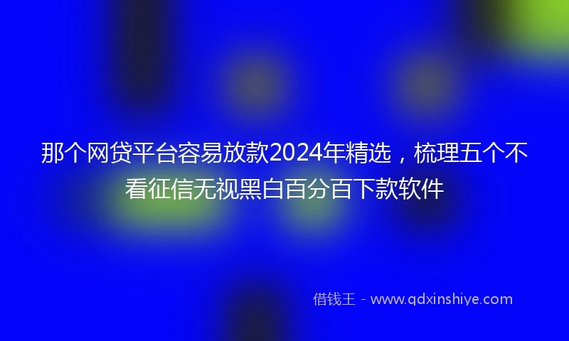 那个网贷平台容易放款2024年精选，梳理五个不看征信无视黑白百分百下款软件