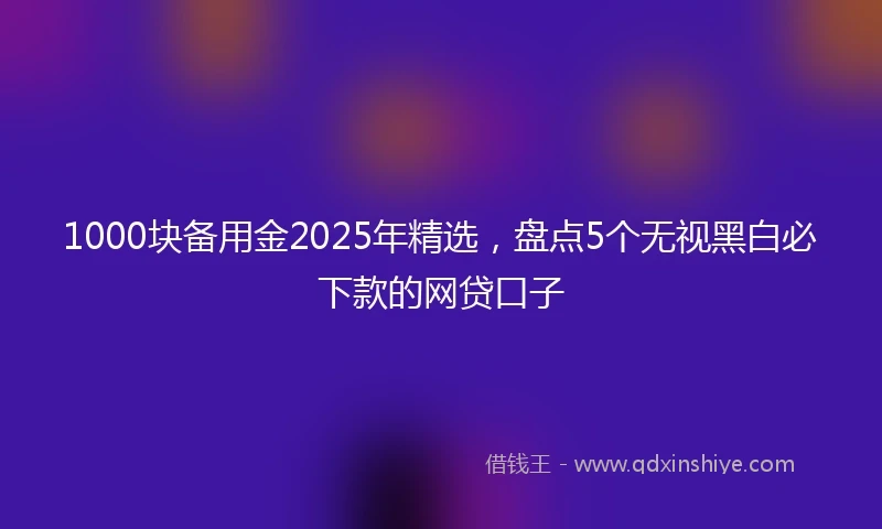1000块备用金2025年精选，盘点5个无视黑白必下款的网贷口子