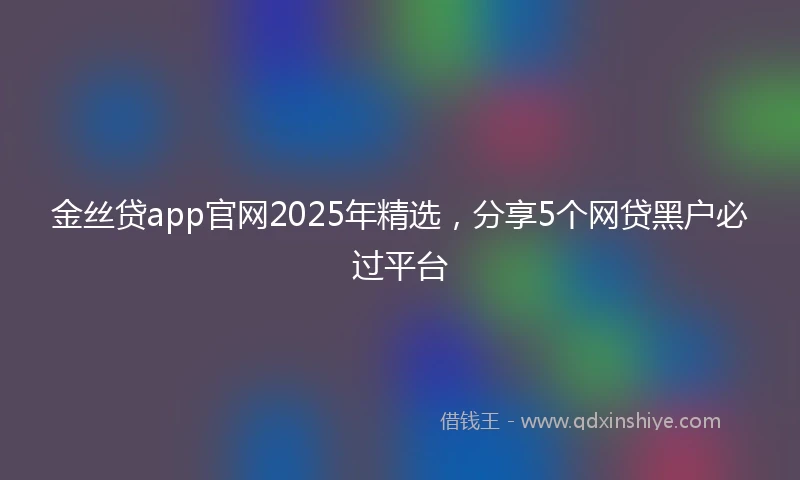 金丝贷app官网2025年精选，分享5个网贷黑户必过平台