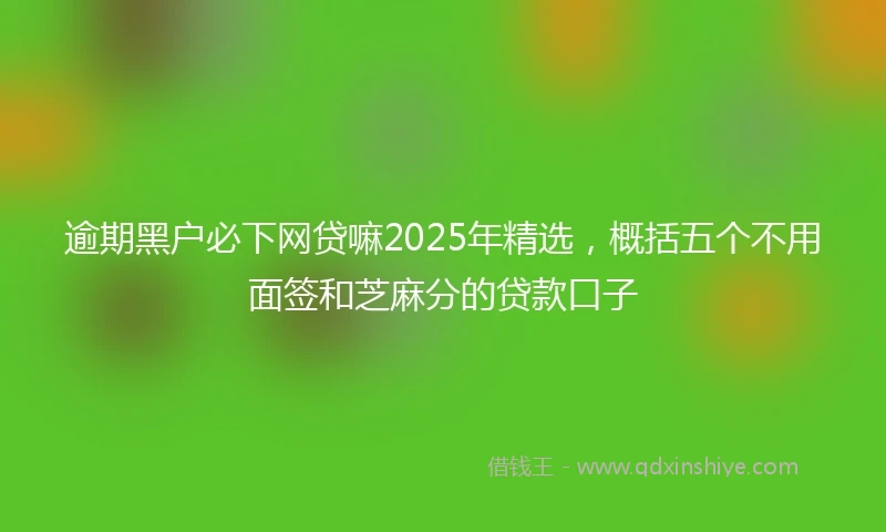 逾期黑户必下网贷嘛2025年精选，概括五个不用面签和芝麻分的贷款口子