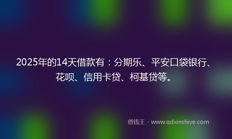 2025年的14天借款有：分期乐、平安口袋银行、花呗、信用卡贷、柯基贷等。