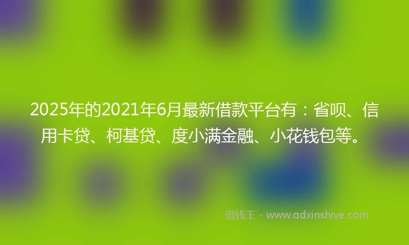 2025年的2021年6月最新借款平台有：省呗、信用卡贷、柯基贷、度小满金融、小花钱包等。