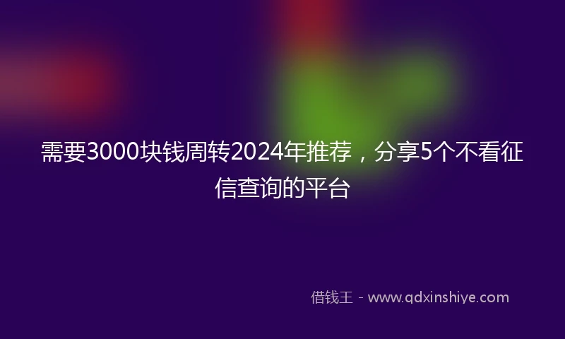 需要3000块钱周转2024年推荐，分享5个不看征信查询的平台