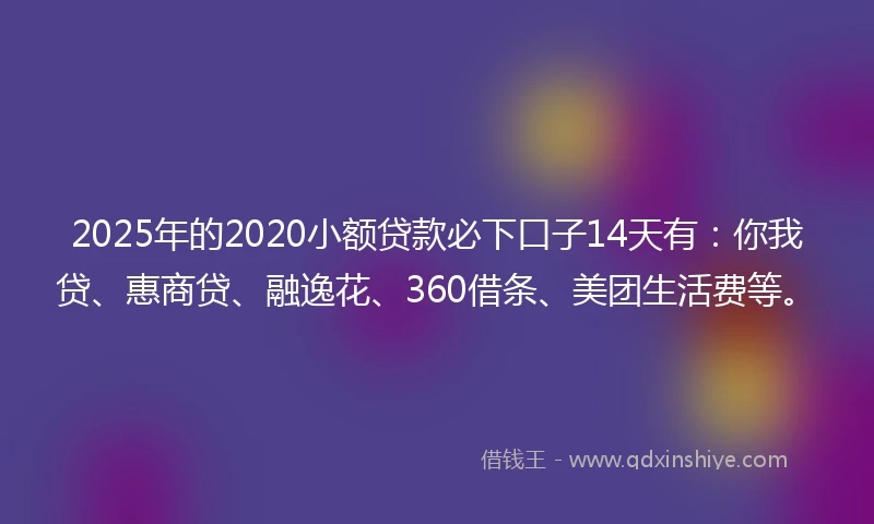 2025年的2020小额贷款必下口子14天有：你我贷、惠商贷、融逸花、360借条、美团生活费等。