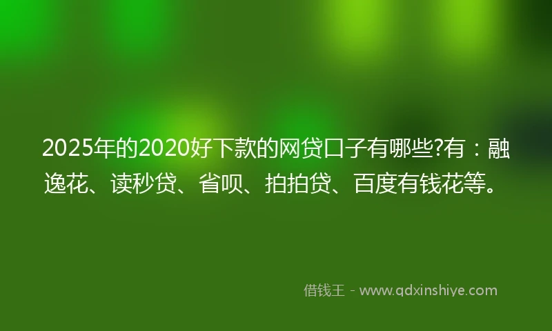 2025年的2020好下款的网贷口子有哪些?有：融逸花、读秒贷、省呗、拍拍贷、百度有钱花等。