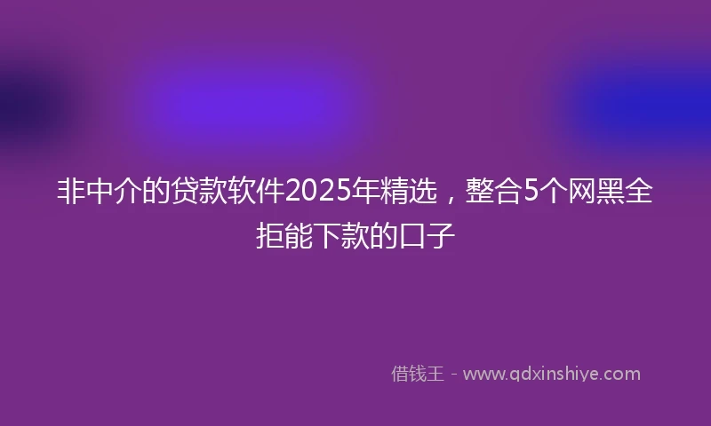 非中介的贷款软件2025年精选，整合5个网黑全拒能下款的口子