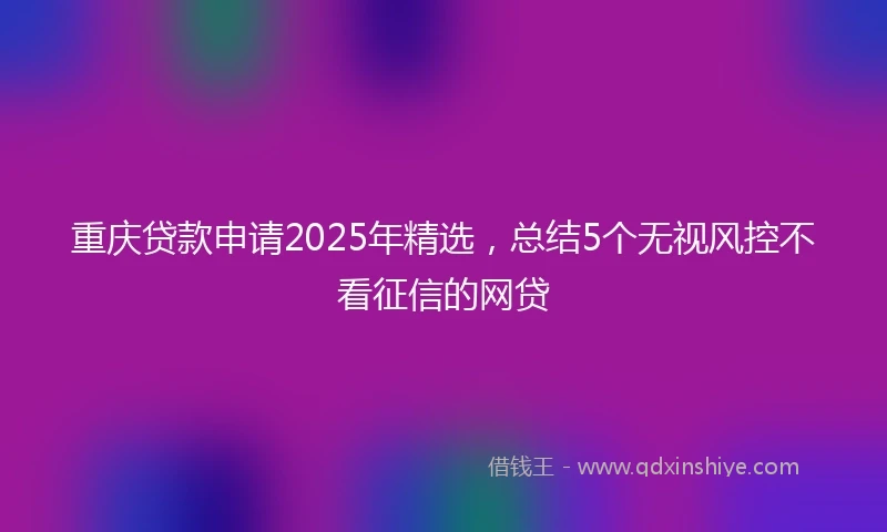 重庆贷款申请2025年精选，总结5个无视风控不看征信的网贷