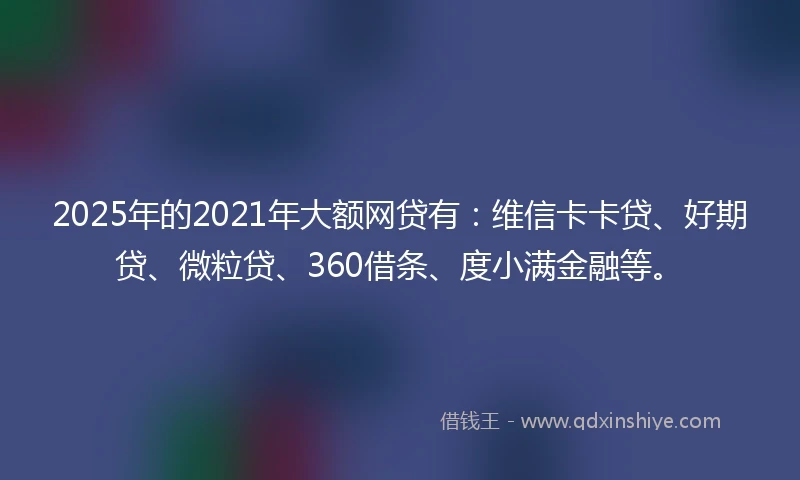 2025年的2021年大额网贷有：维信卡卡贷、好期贷、微粒贷、360借条、度小满金融等。