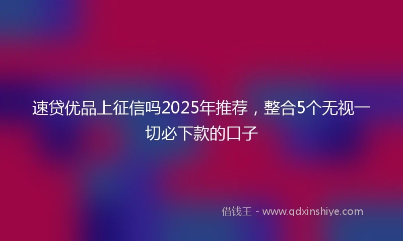 速贷优品上征信吗2025年推荐，整合5个无视一切必下款的口子