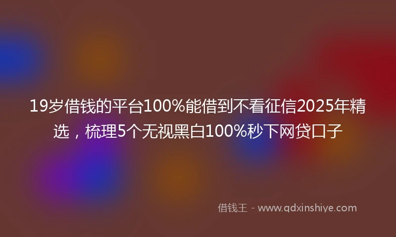 19岁借钱的平台100%能借到不看征信2025年精选，梳理5个无视黑白100%秒下网贷口子