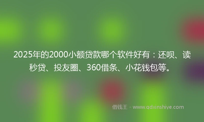 2025年的2000小额贷款哪个软件好有：还呗、读秒贷、投友圈、360借条、小花钱包等。