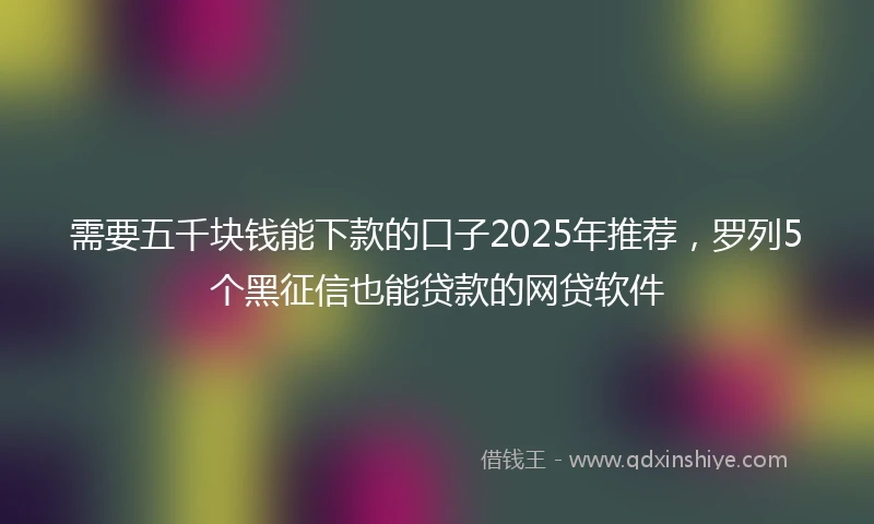 需要五千块钱能下款的口子2025年推荐，罗列5个黑征信也能贷款的网贷软件