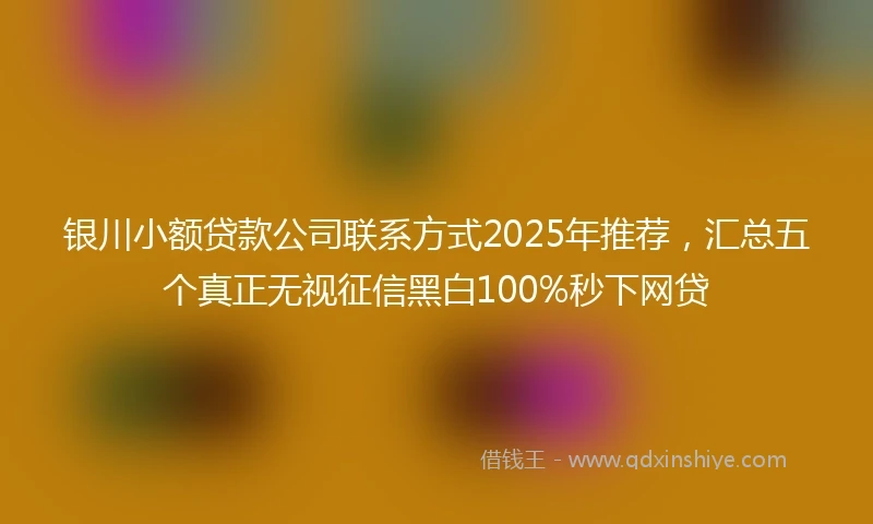 银川小额贷款公司联系方式2025年推荐，汇总五个真正无视征信黑白100%秒下网贷