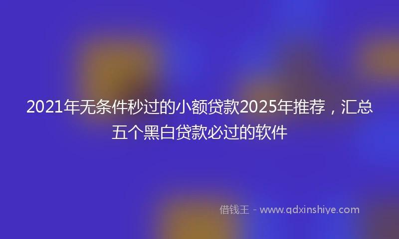 2021年无条件秒过的小额贷款2025年推荐，汇总五个黑白贷款必过的软件