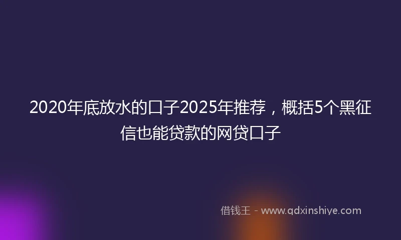 2020年底放水的口子2025年推荐，概括5个黑征信也能贷款的网贷口子