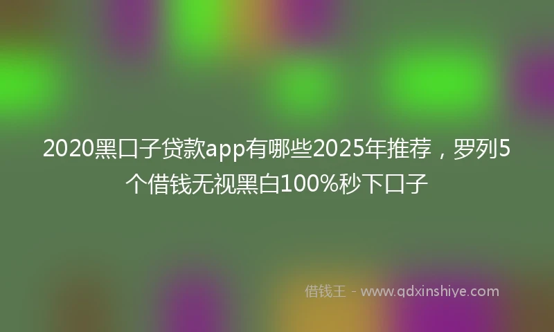 2020黑口子贷款app有哪些2025年推荐，罗列5个借钱无视黑白100%秒下口子