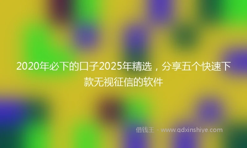 2020年必下的口子2025年精选，分享五个快速下款无视征信的软件