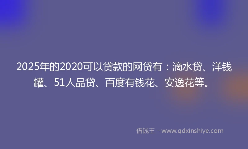 2025年的2020可以贷款的网贷有：滴水贷、洋钱罐、51人品贷、百度有钱花、安逸花等。
